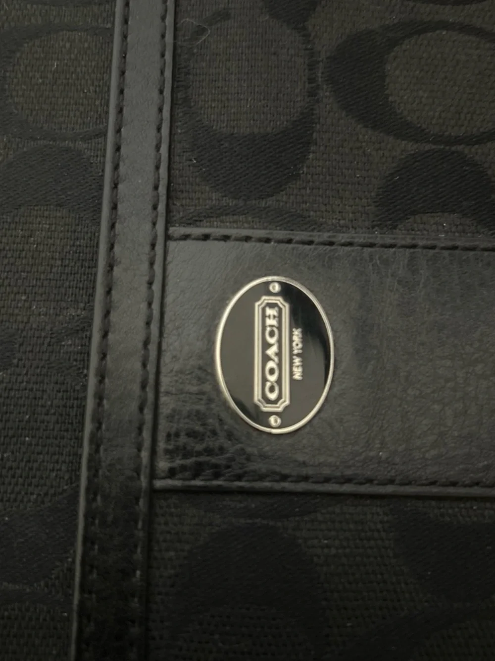 Coach Black Signature Canvas tablet case Pouch with Leather Trim